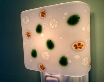 Winter Showers Millefiori Fused Glass Plug In Night Light with Draped Sides Outlet Sconce