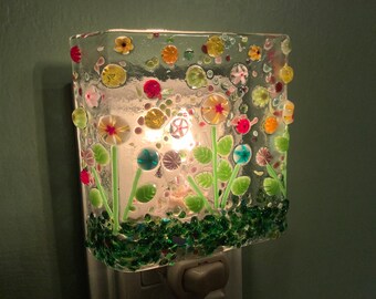 1 Murrini Sensational Spring Spree Glass Plug In Flowers Night Light with Draped Outlet Sconce