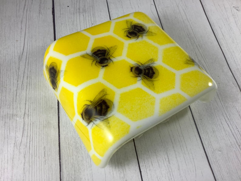 1 Busy Bees Fused Glass Plug In Night Light Outlet Sconce image 5