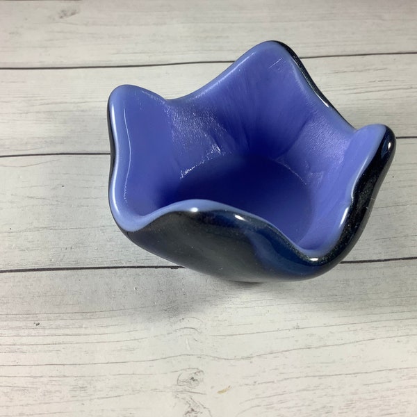 BLUE Fused Glass Tea Light Holder or Ring Dish