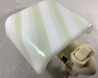 Neutral Stripes Fused Glass Plug In Night Light Outlet Sconce