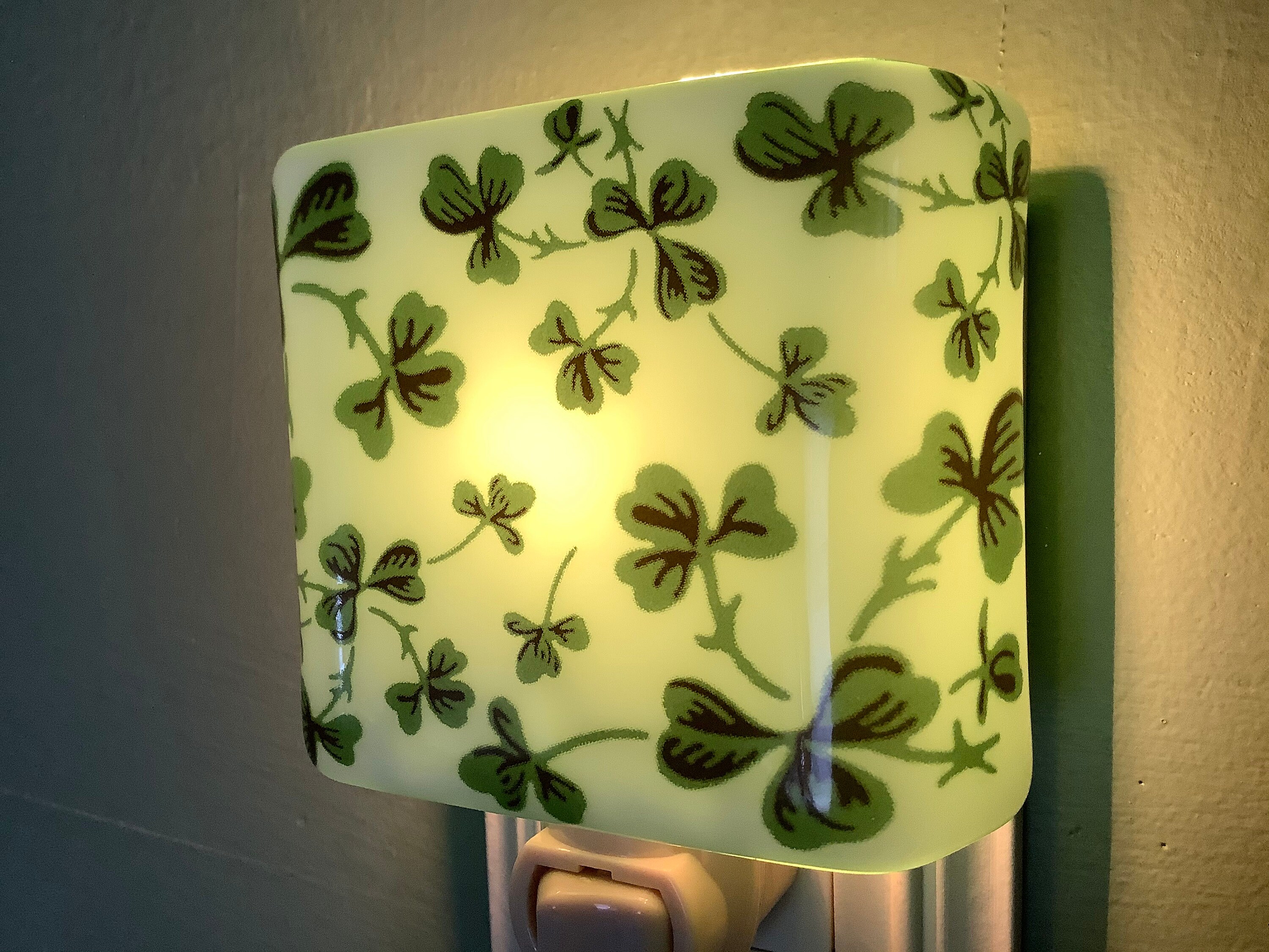 Shamrock Fused Glass Plug In Night Light Clover Sconce with Etsy