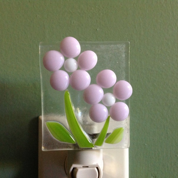 Pink Flowers Girls Nursery Fused Glass Floral Night Light