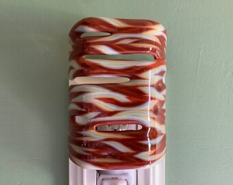 Rust Color Fused Glass Plug In Night Light with Draped Sides Outlet Sconce