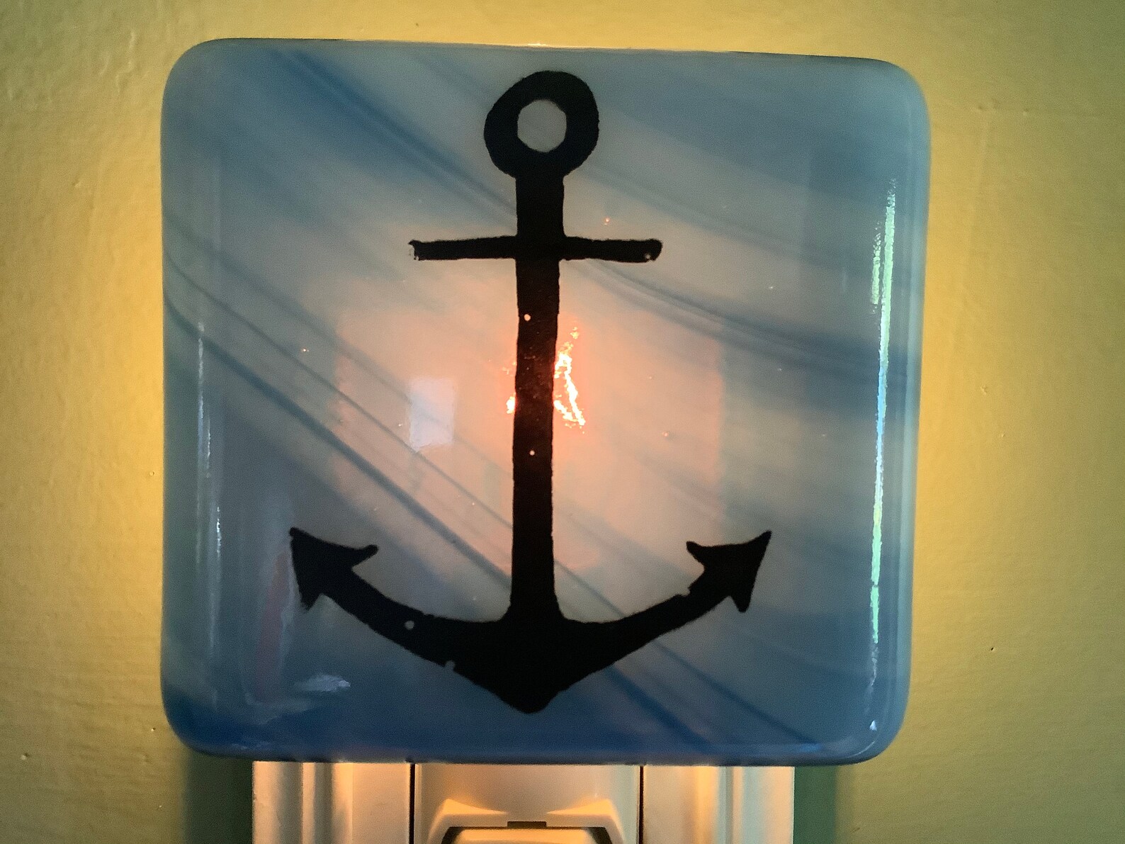 Anchor Fused Glass Plug in Nautical Night Light With Draped Etsy