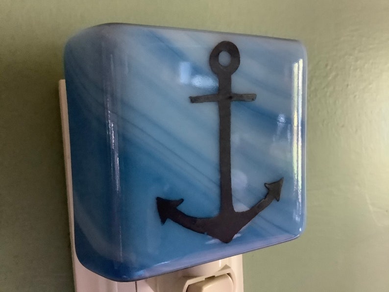 Anchor Fused Glass Plug in Nautical Night Light With Draped Etsy