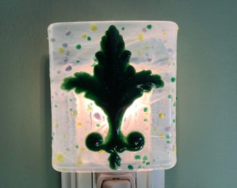 Fluer Di Lis Fused Glass Mardi Gras Plug In Night light