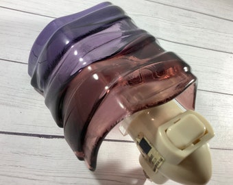 Purple Wave Fused Glass Plug In Night Light with Draped Rounded Edges Mini Outlet Sconce