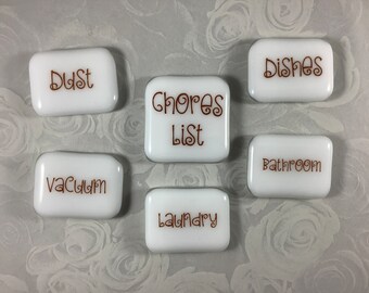 Fused Glass Chores List Magnet Set