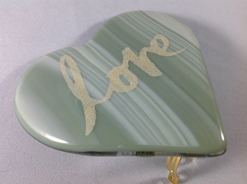 Heart of Love Sage Green Fused Glass Plug In Mother/'s Day Night Light SALE