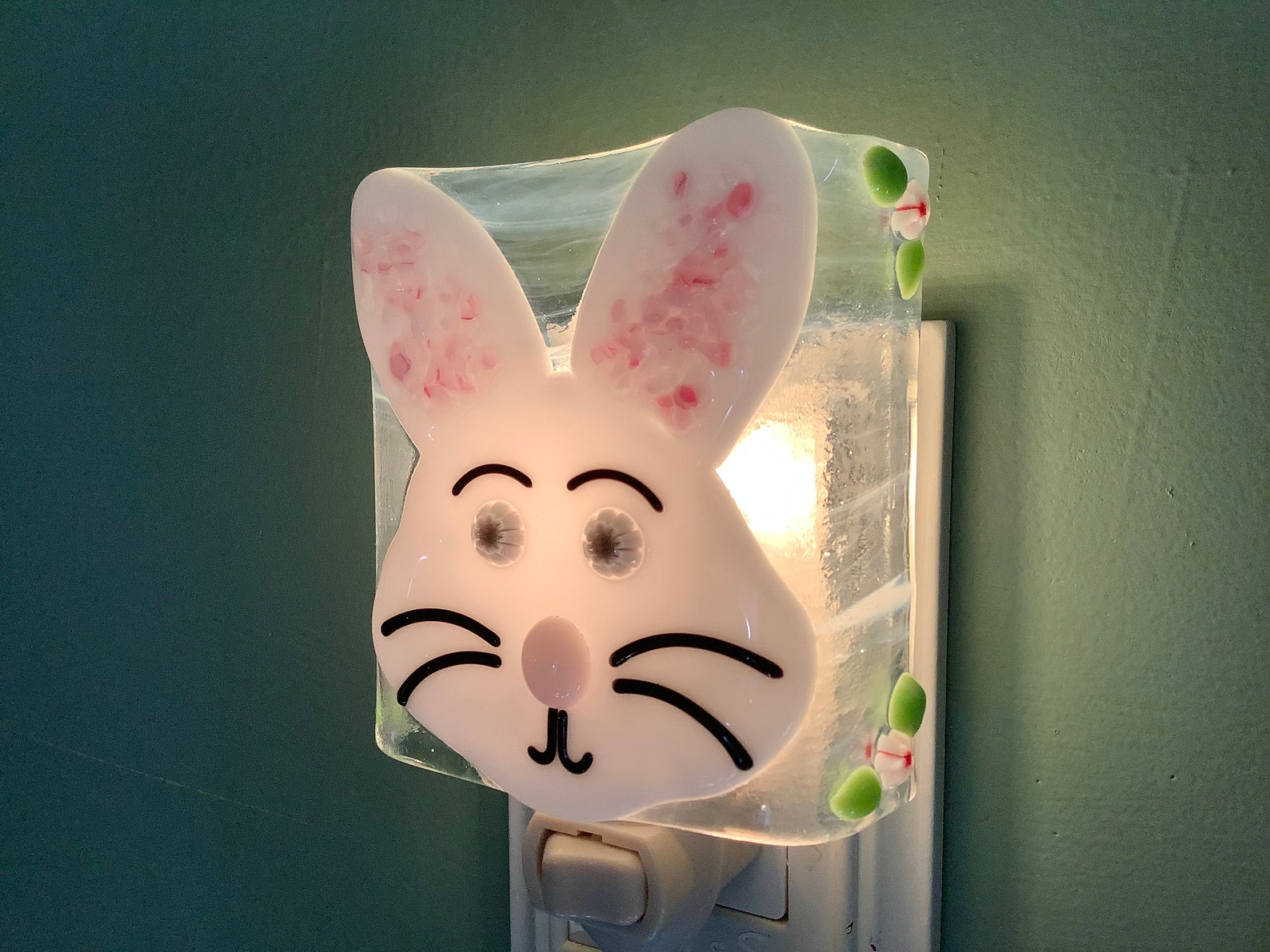 Fused Glass Rabit Fused Glass Easter Bunny Night Light – White Rabbit Face Decor - Etsy