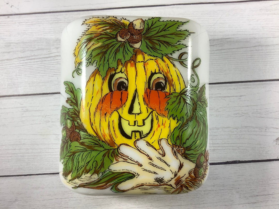 Pumpkin Fused Glass Plug in Halloween Jack O Lantern Night Light With ...