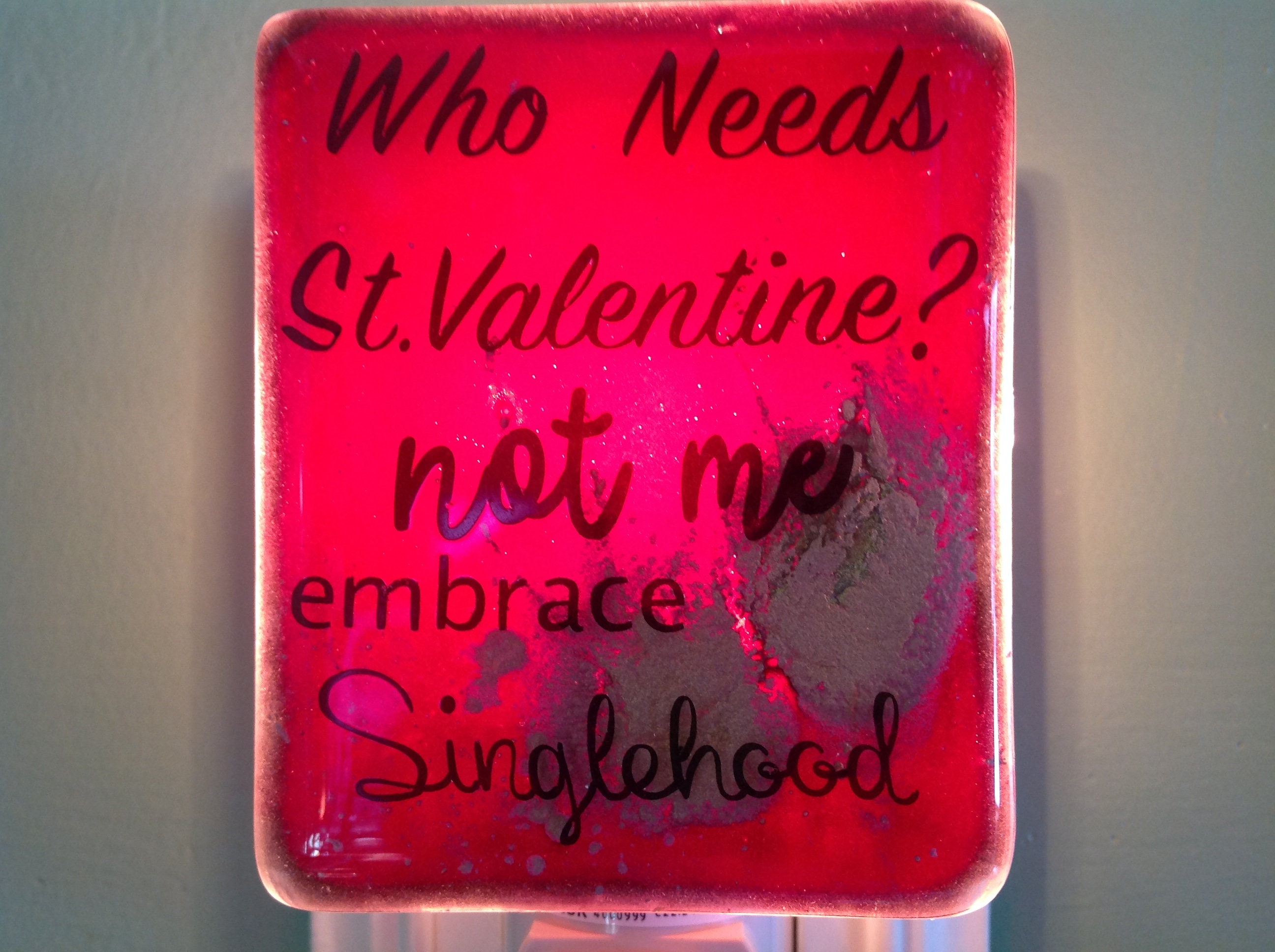 Singlehood Fused Glass Plug in Valentine Night Light SALE Etsy