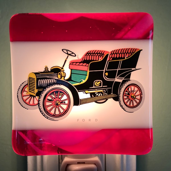 SALE Antique Ford Car Fused Glass Plug In Night Light SALE 4 for 20