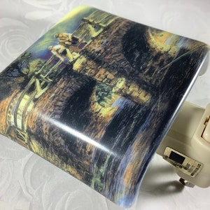 Bridge Fishing Fused Glass Plug in Fisherman Night Light Outlet Sconce image 1