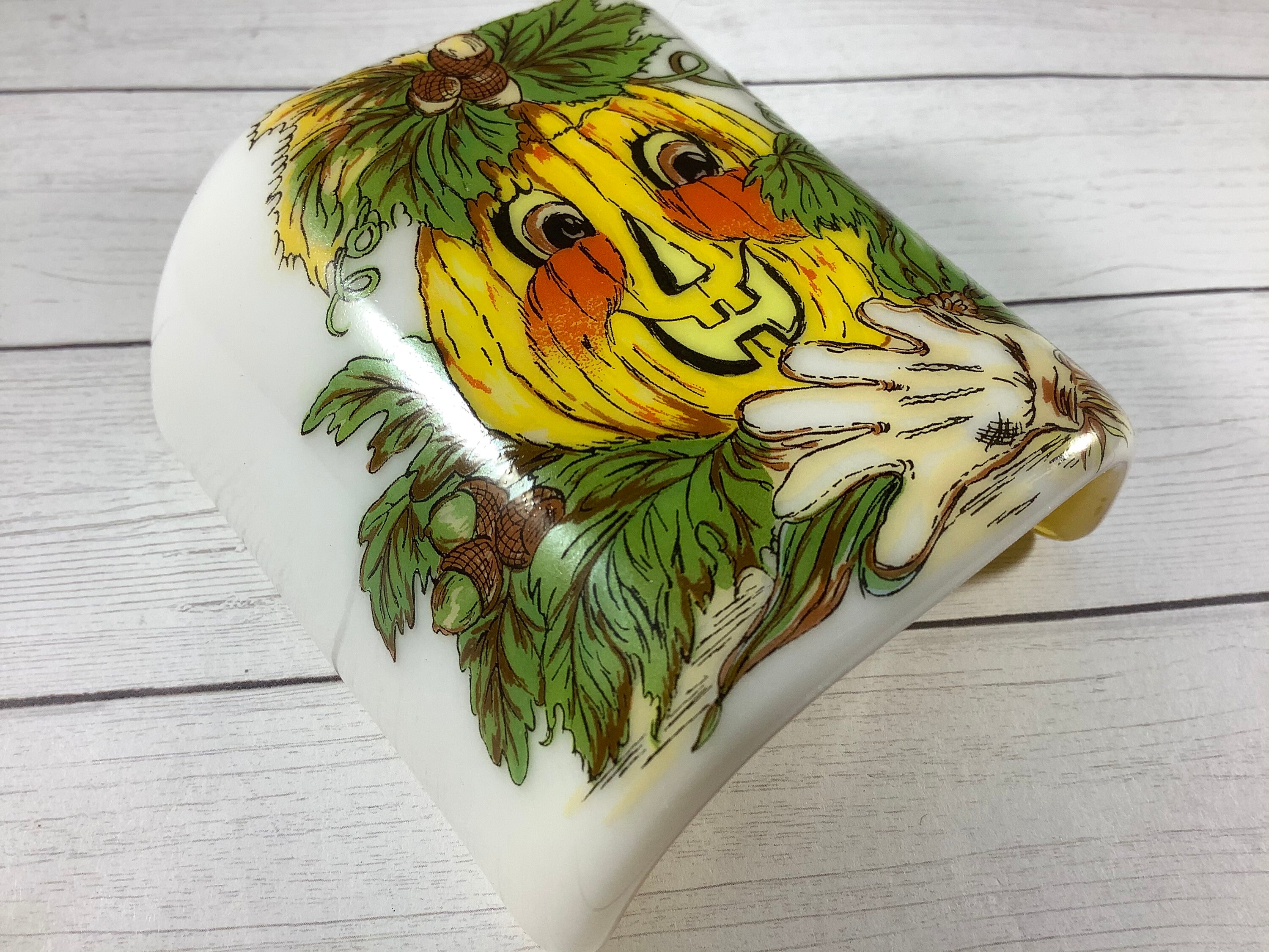 Pumpkin Fused Glass Plug in Halloween Jack O Lantern Night Light With ...