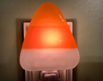 Candy Corn Fused Glass Night Light