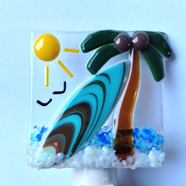 Fused Glass Surfboard Night Light