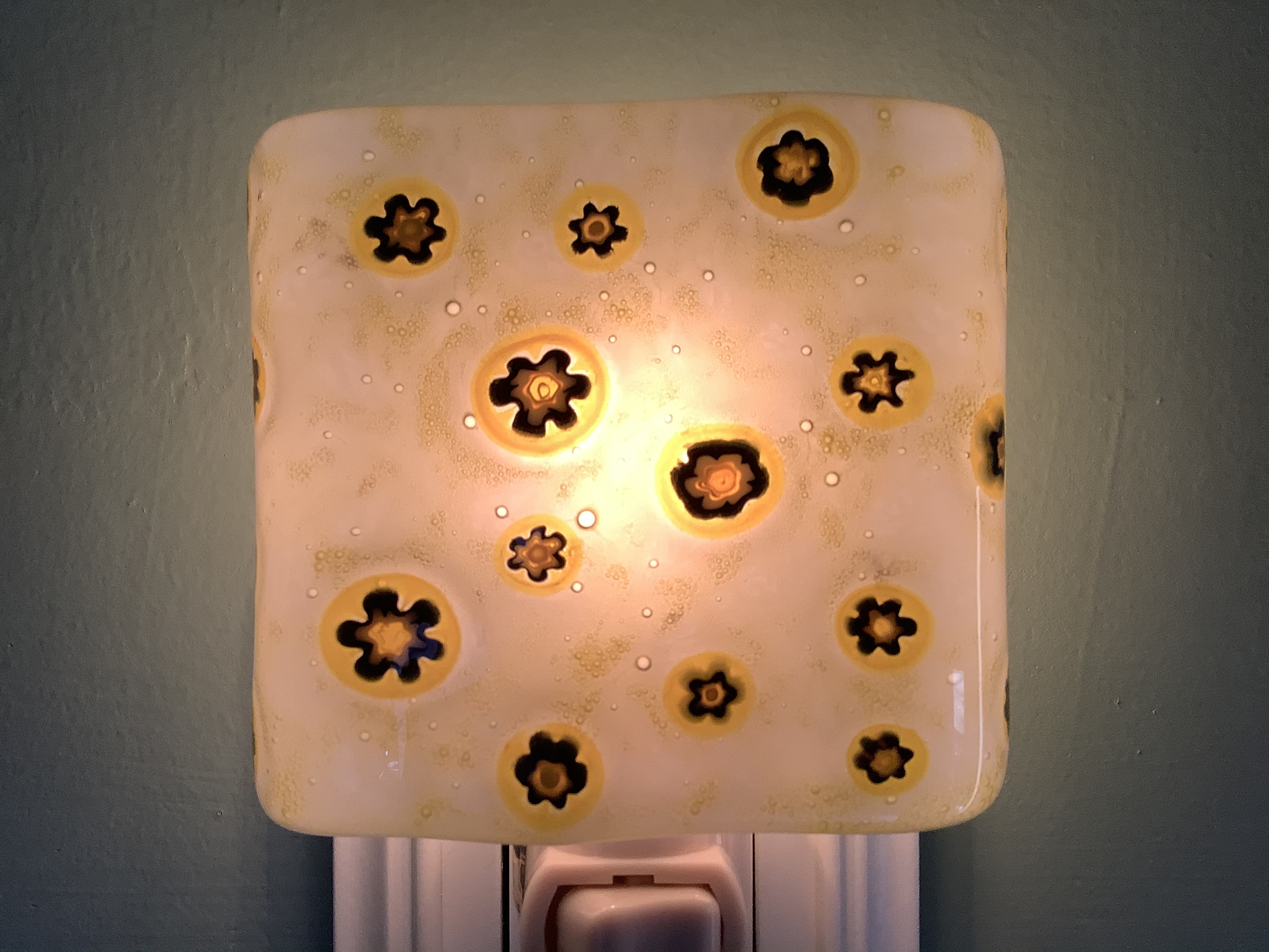Millefiori Fused Glass Plug In Night Light with Draped Rounded Etsy