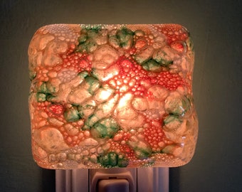 1 Early Fall Colors Fused Glass Plug In Night Light with Draped Sides Outlet Sconce