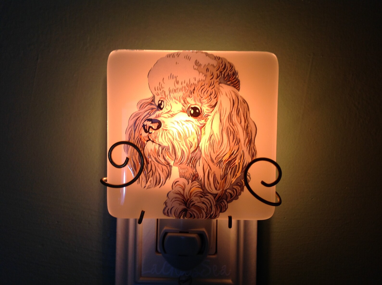 White Poodle Fused Glass Dog Night Light or Changeable Shade Etsy