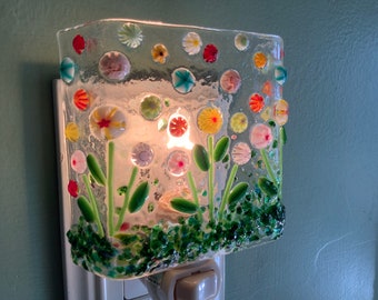 1 Murrini Sensational Spring Spree Glass Plug In Flowers Night Light with Draped Outlet Sconce Discounted