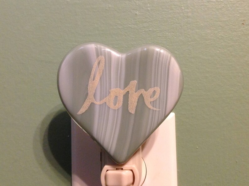 Heart of Love Sage Green Fused Glass Plug In Mother/'s Day Night Light SALE