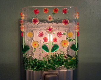 1 Murrini Sensational Spring Spree Glass Plug In Flowers Night Light with Draped Outlet Sconce