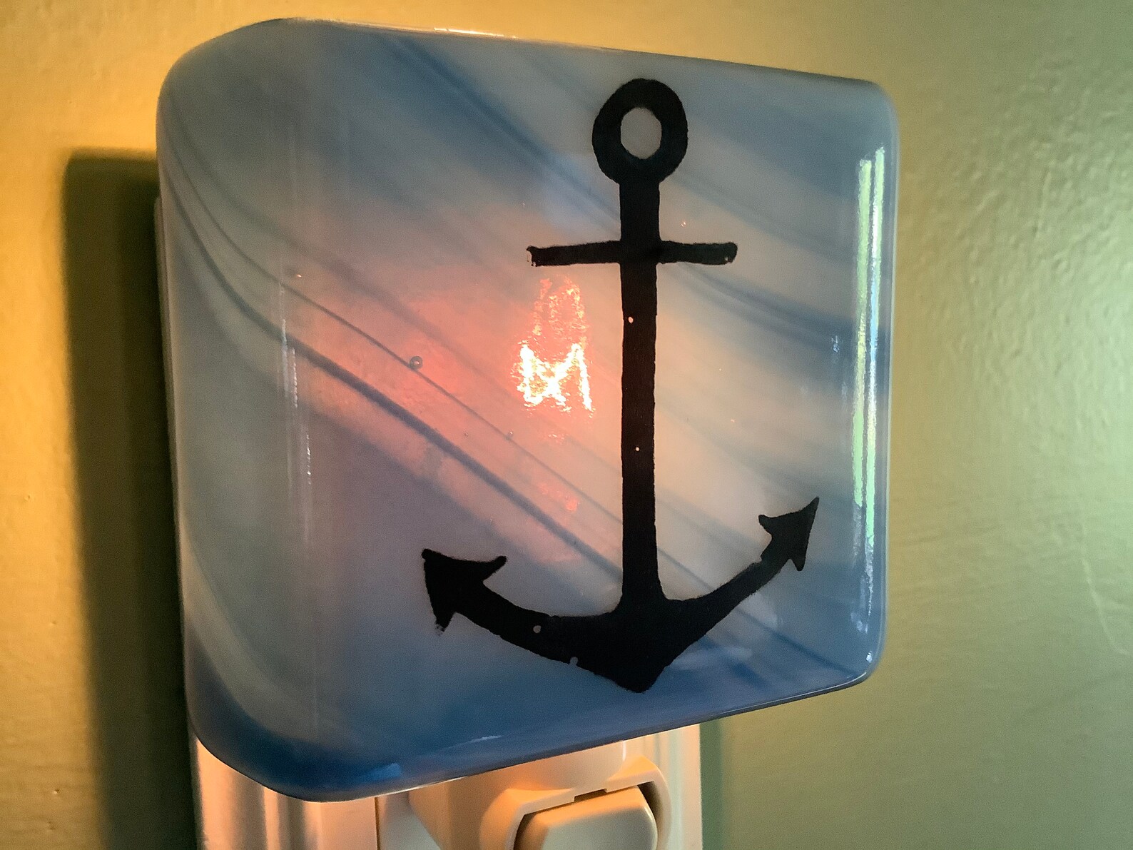 Anchor Fused Glass Plug in Nautical Night Light With Draped Etsy