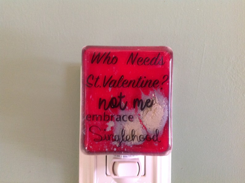 Singlehood Fused Glass Plug in Valentine Night Light SALE Etsy