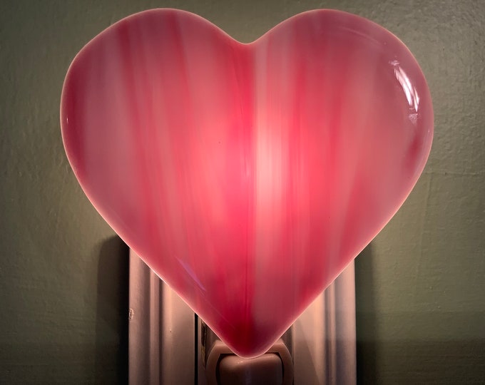 Pink Heart Fused Glass Plug in Wall Valentine Night Light Etsy