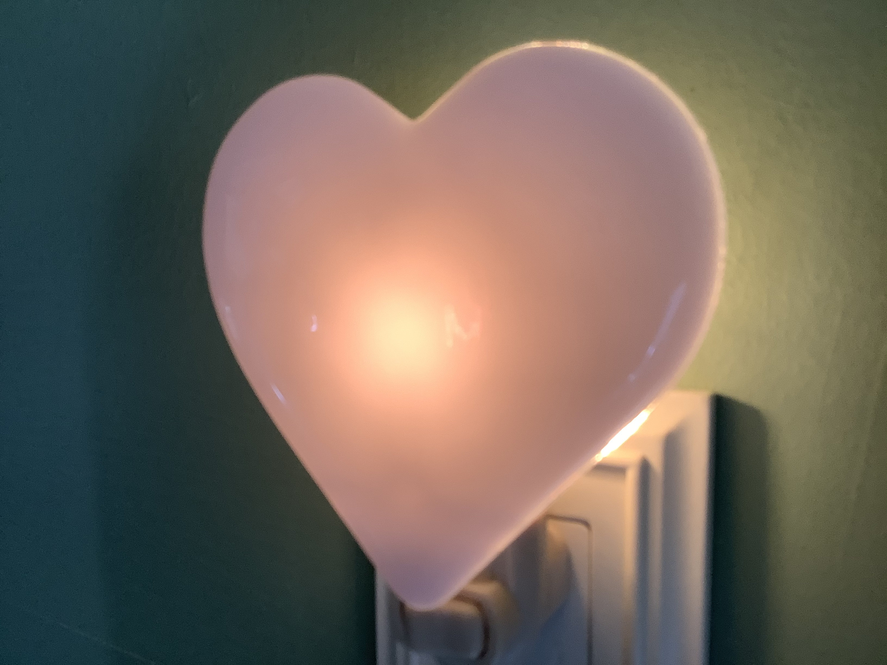 Pink Heart Fused Glass Plug In Wall Valentine Night Light Etsy
