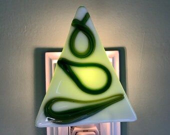 Holiday Christmas Tree Fused Glass Plug In Night Light