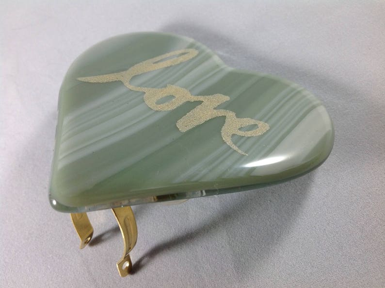 Heart of Love Sage Green Fused Glass Plug In Mother/'s Day Night Light SALE
