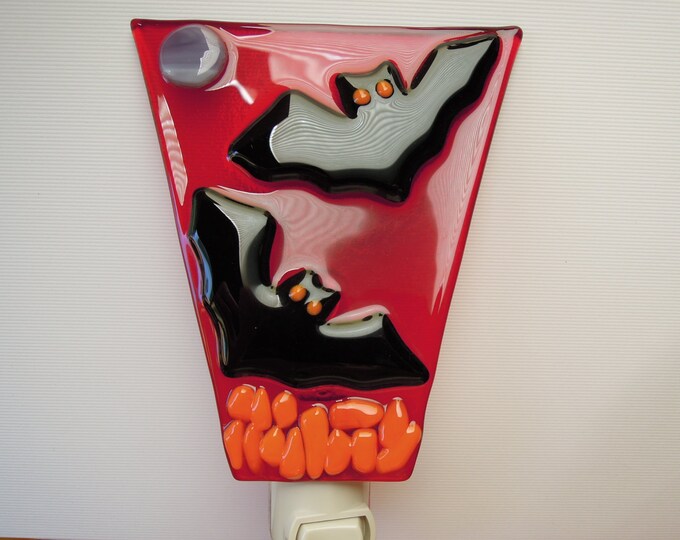 Fused Glass Halloween Bat Night Light Etsy
