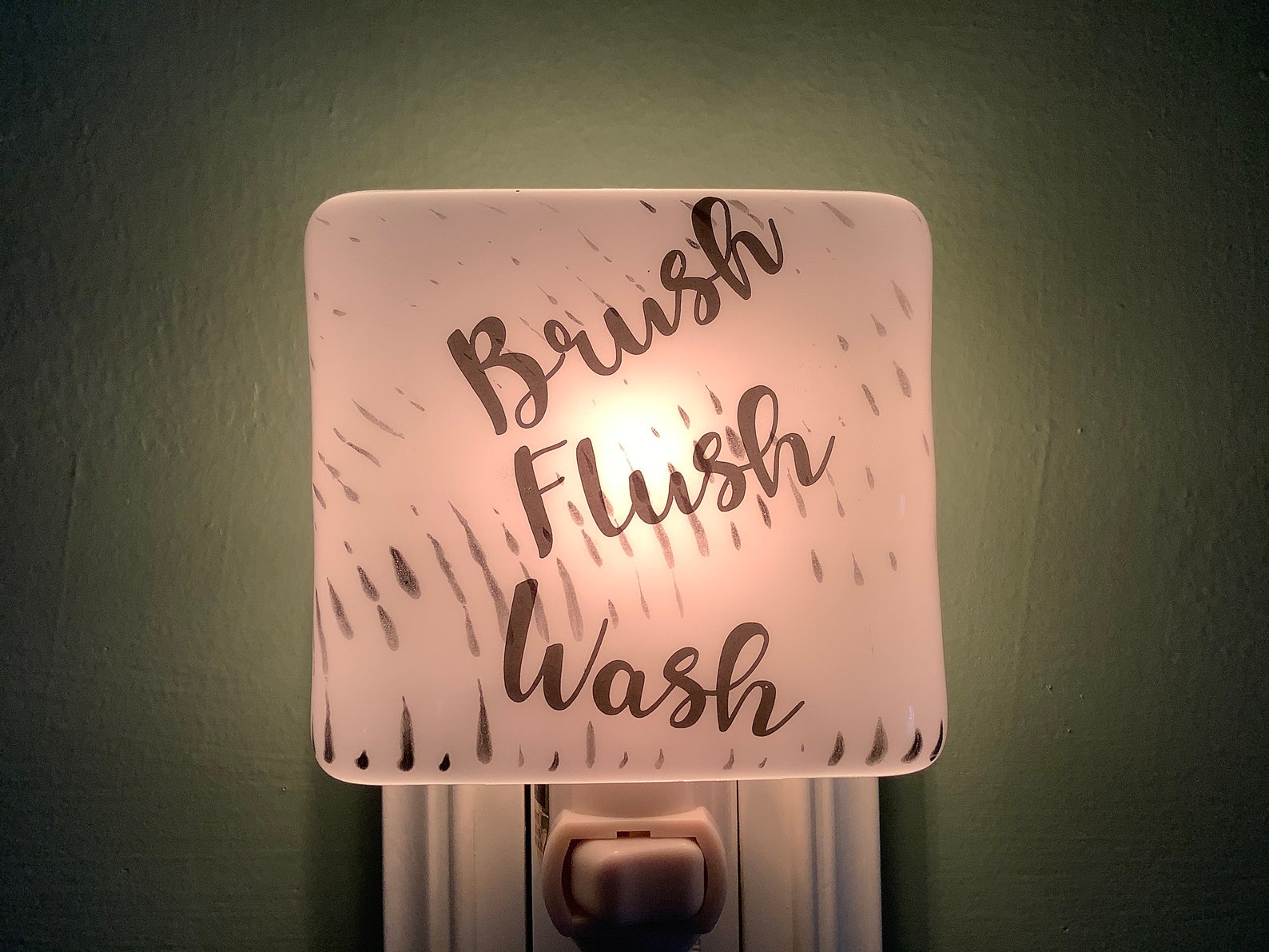 Fused Glass Bathroom Night Light With Draped Sides Outlet Etsy