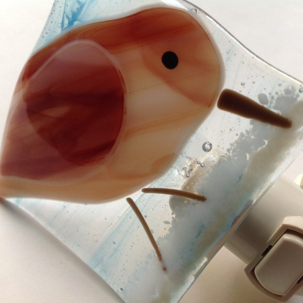 Sandpiper, Wall Plug, Plug in, Beach, Night Lamp, Night Light, Night Lite, Nightlight, Fused Glass, Bird