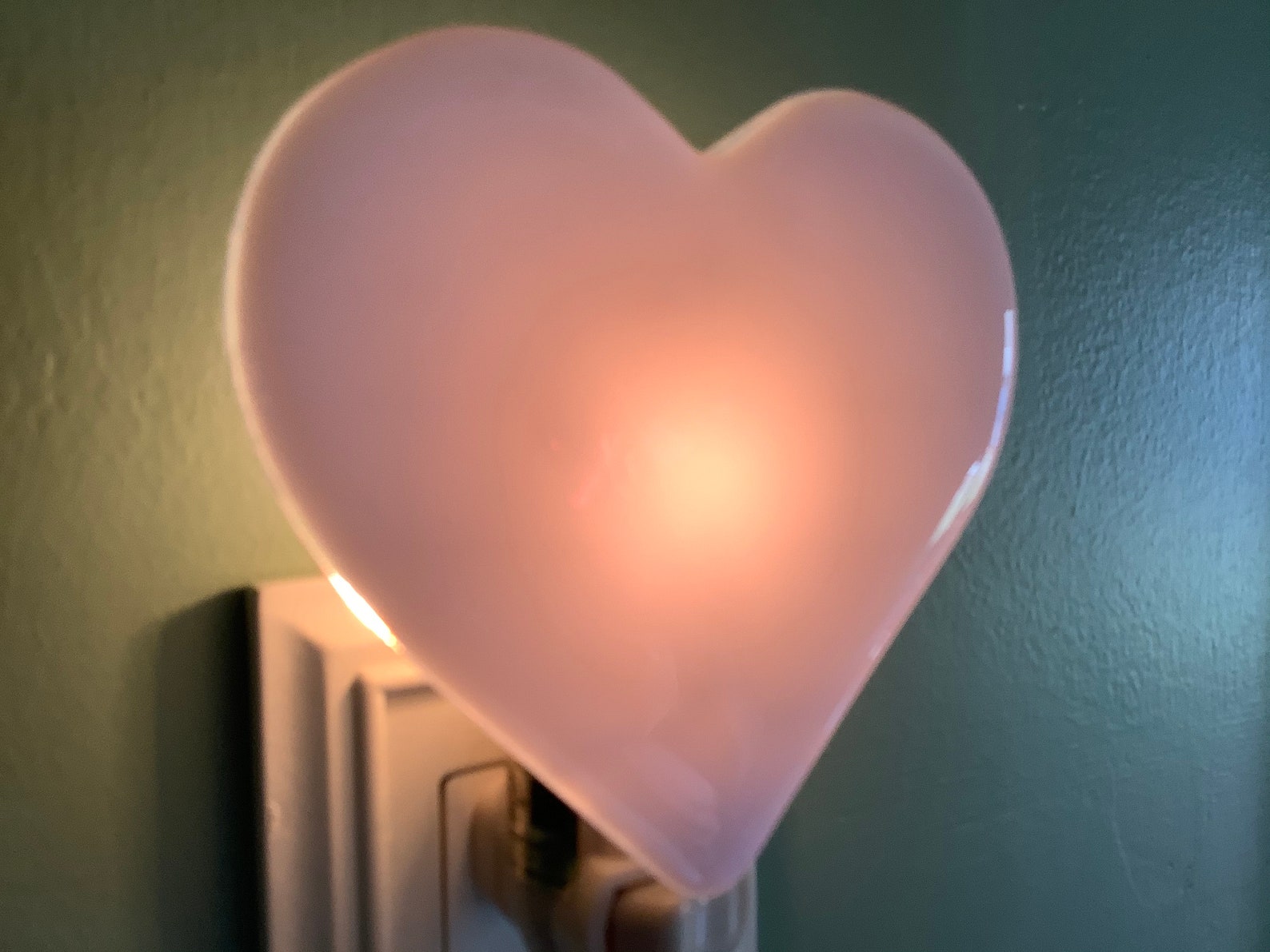 Pink Heart Fused Glass Plug In Wall Valentine Night Light Etsy
