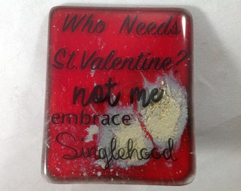 BARGAIN SALE Singlehood Fused Glass Plug In Valentine Night Light SALE