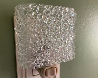 1 Fused Glass Clear Plug In Frit Night Light with Draped Sides Outlet Sconce