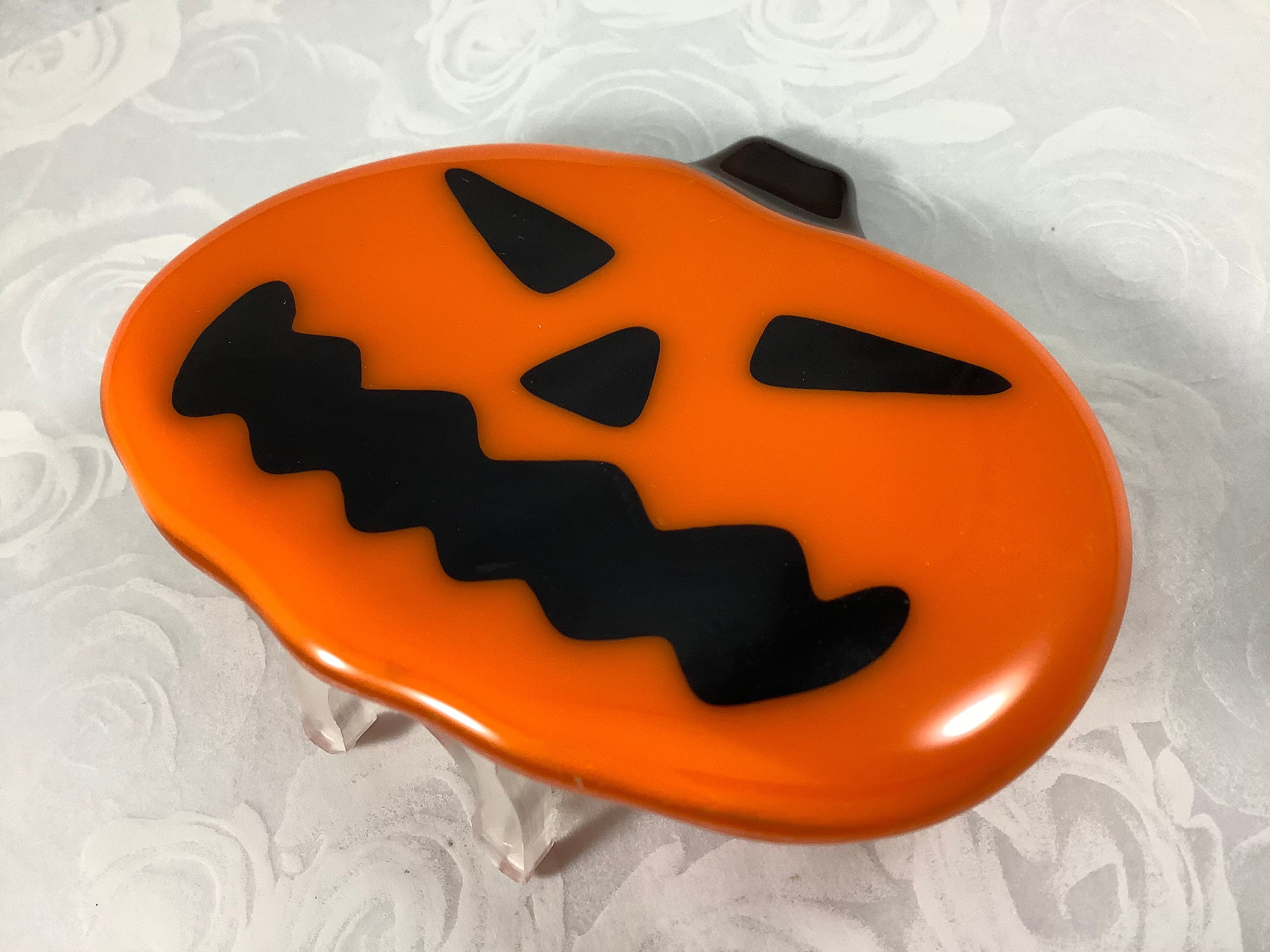 1 Jack O Lantern Fused Glass Plug in Pumpkin Night Light for Halloween ...
