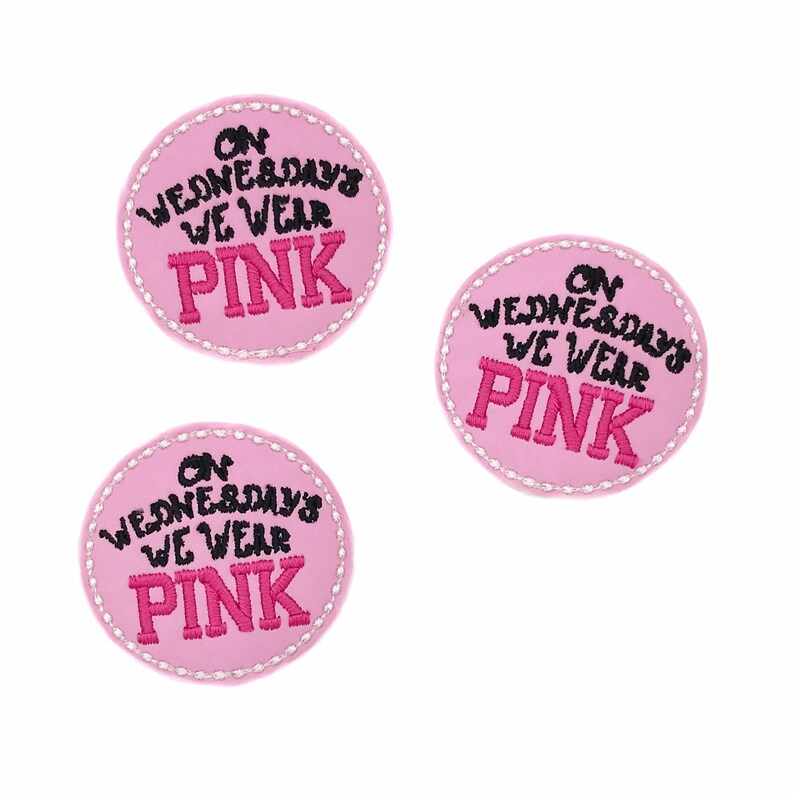 On Wednesdays We Wear Pink Feltie Felties for Hairbows Coffee Cozies