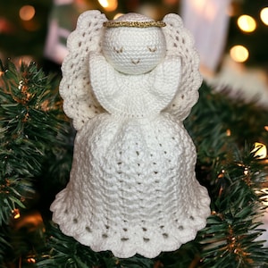 Crochet Christmas angel tree topper, crochet angel ornament for Christmas tree