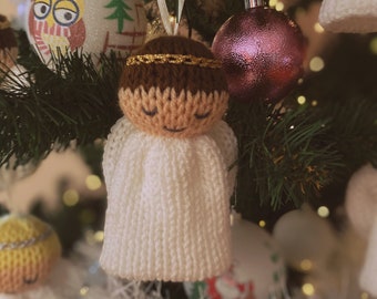 Patrón de Addie Express, muñeco ángel navideño, muñeco ángel tejido, ángel amigurumi, muñeco amigurumi, patrón para máquina de tejer circular