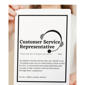 Customer Service Representative Definition Printable Set of Three, CSR Gift, Printable Call Center Present, Customer Service Sign Download