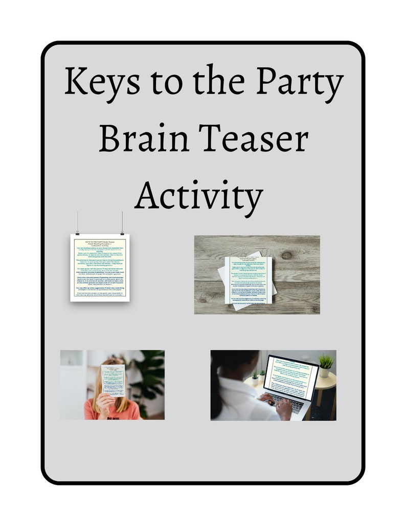 Brain Teaser Printable Activity, Meeting Icebreaker, Brain Teaser Game