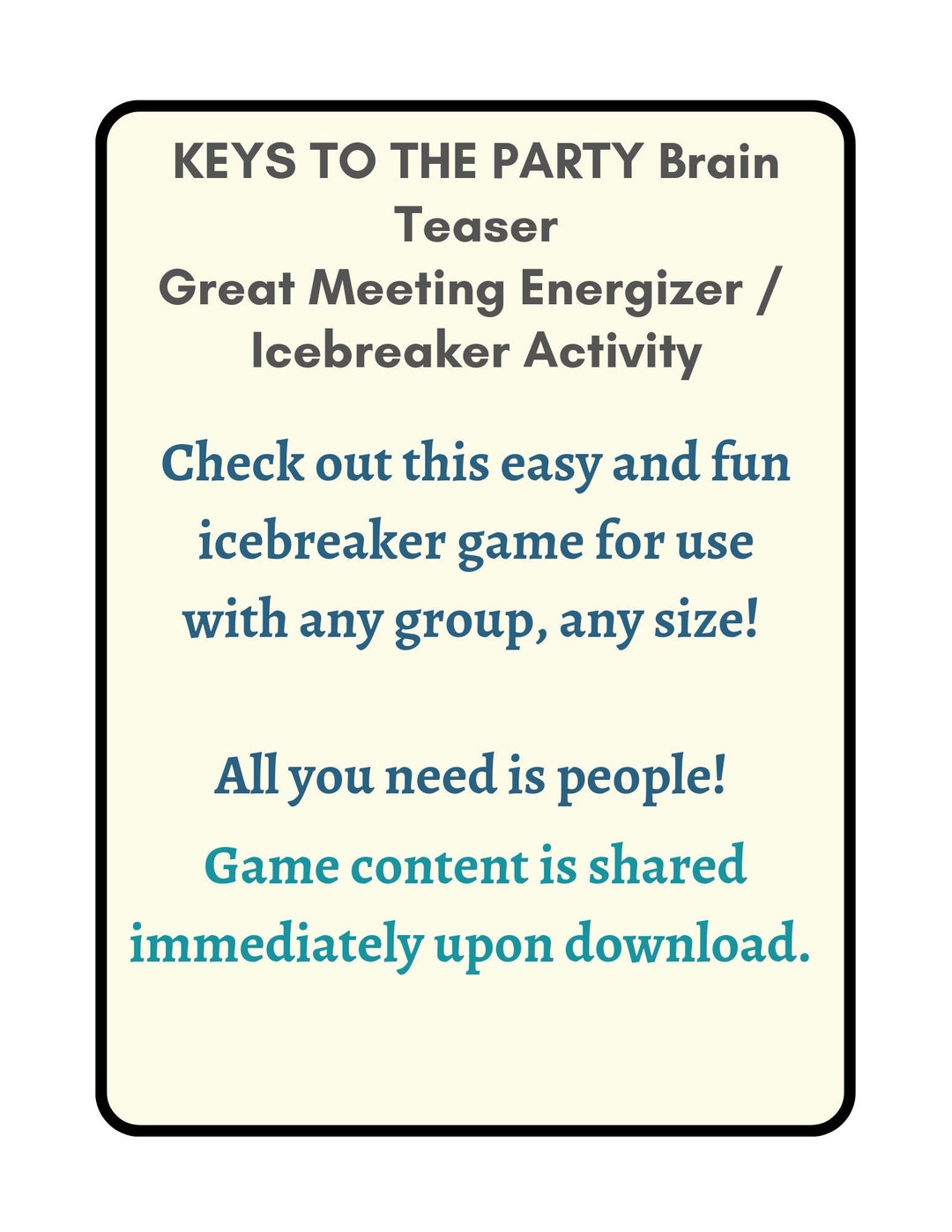 Personalized Printable Icebreaker Activity, Meeting Icebreaker, Brain