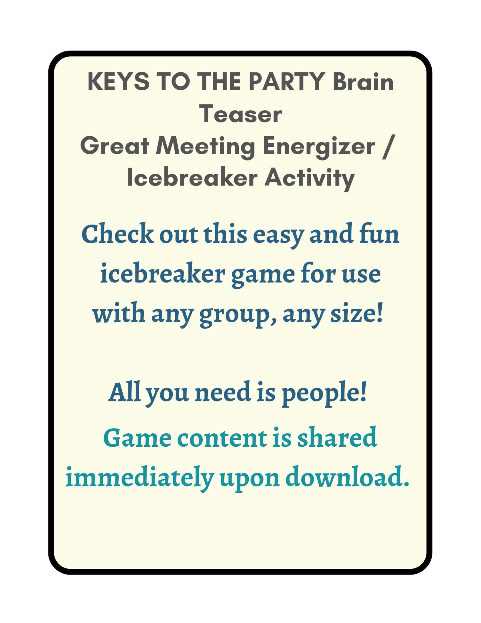 Personalized Printable Icebreaker Activity, Meeting Icebreaker, Brain