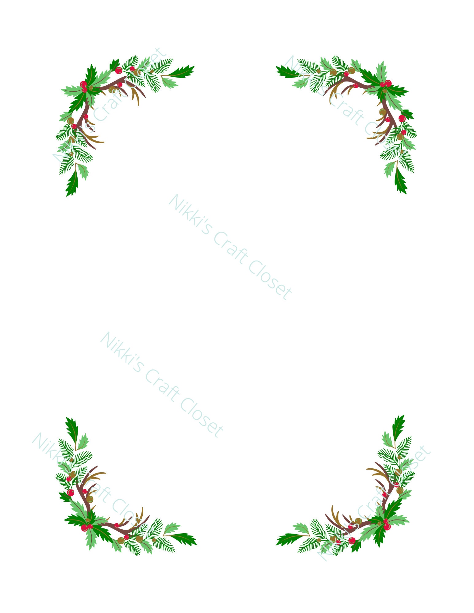 Christmas Flyer Borders Printable, Invitation Borders for Holiday Party, Printable Christmas