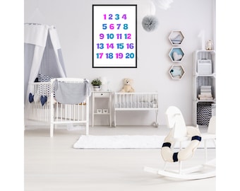 Printable Educational Nursery Art, Numbers for Baby Nursery, Learn to Count